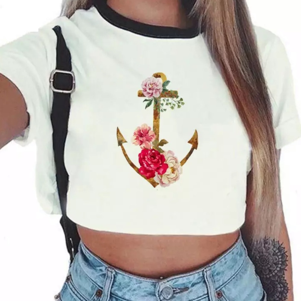 New Beautiful Anchor Crop Top